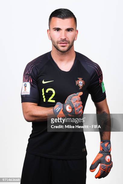 Anthony Lopes of Portugal poses for a portrait during the official FIFA World Cup 2018 portrait session at the Saturn training base on June 10, 2018...