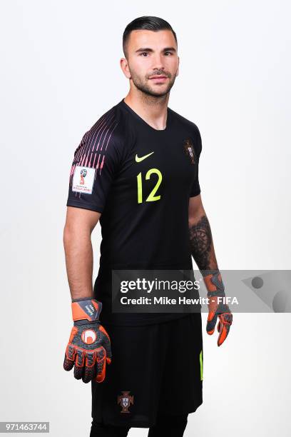 Anthony Lopes of Portugal poses for a portrait during the official FIFA World Cup 2018 portrait session at the Saturn training base on June 10, 2018...