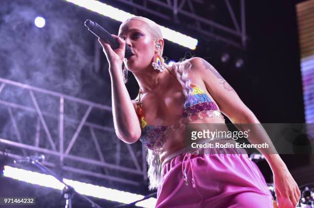Tove Lo performs onstage at LA Pride Music Festival and Parade 2018 on June 10, 2018 in West Hollywood, California.