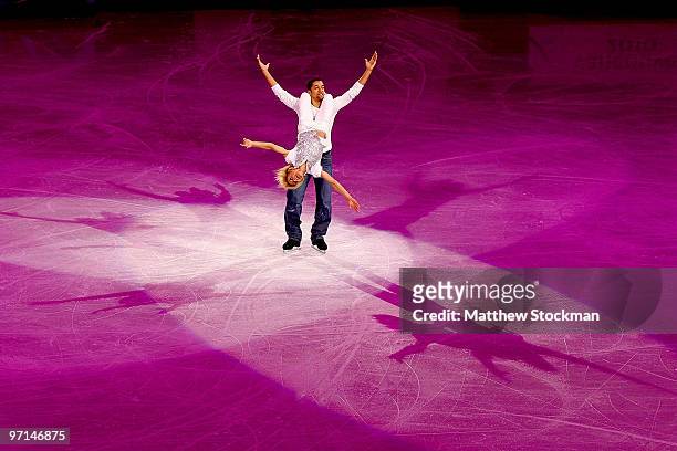 Aliona Savchenko and Robin Szolkowy of Germany perform at the Exhibition Gala following the Olympic figure skating competition at Pacific Coliseum on...