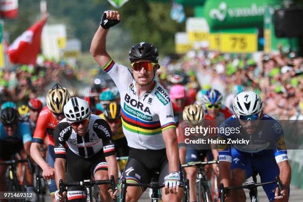 Arrival / Peter Sagan of Slovakia and Team Bora - Hansgrohe / Celebration / Fernando Gaviria of Colombia and Team Quick-Step Floors / Nathan Haas of...