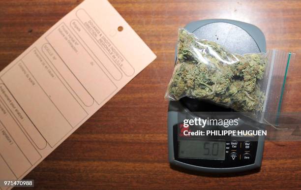 Picture shows sealed marihuana Lille's French costums officers seized on February 3, 2011 at the Rekkem Franco-Belgian border checkpoint in...