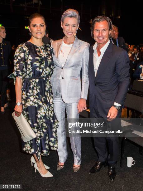 Crown Princess Victoria of Sweden, Dr. Gunhild Stordalen, and Petter Stordalen pose for a picture at the the EAT Stockholm Food Forum 2018 at Annexet...