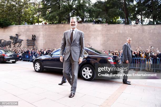 King Felipe of Spain attends the traditional Press Bullfight 'La Beneficiencia', the last event of the San Isidro Bullfighting Fair held at Las...