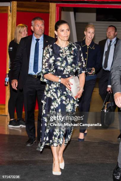 Crown Princess Victoria of Sweden arrives at the the EAT Stockholm Food Forum 2018 at Annexet on June 11, 2018 in Stockholm, Sweden.