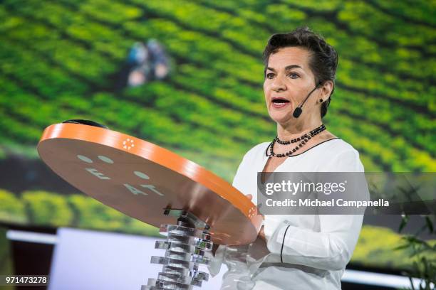 Christiana Figueres speaks during the EAT Stockholm Food Forum 2018 at Annexet on June 11, 2018 in Stockholm, Sweden.