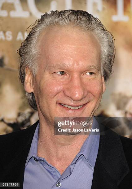 Comedian Bill Maher attends the premiere of HBO's new miniseries "The Pacific" at Grauman's Chinese Theatre on February 24, 2010 in Hollywood,...