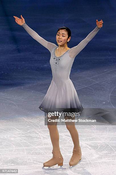 Yu-Na Kim of Kroea performs at the Exhibition Gala following the Olympic figure skating competition at Pacific Coliseum on February 27, 2010 in...