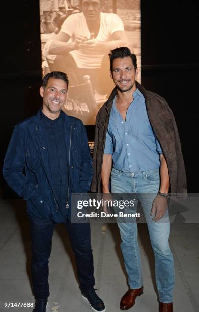 Paul Wilkinson and David Gandy attend the Barbour International presentation during London Fashion Week Men's June 2018 at the ICA on June 11, 2018...