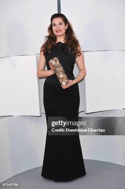 Emmanuelle Devos poses in Awards Room during 35th Cesar Film Awards at Theatre du Chatelet on February 27, 2010 in Paris, France.