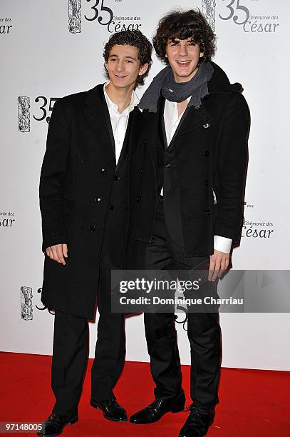 Anthony Sonigo and Vincent Lacoste attend the 35th Cesar Film Awards at Theatre du Chatelet on February 27, 2010 in Paris, France.