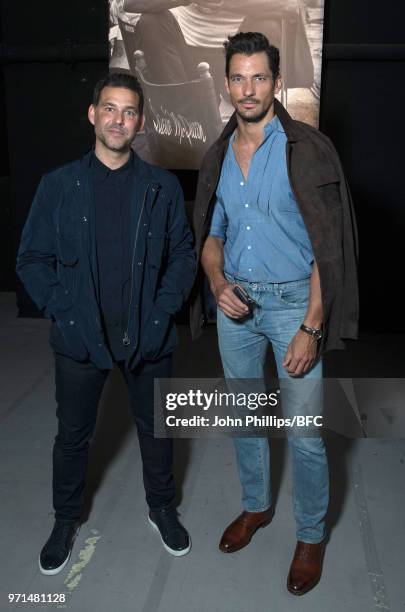Paul Wilkinson and David Gandy attend the Barbour International Presentation during London Fashion Week Men's June 2018 at the ICA on June 11, 2018...