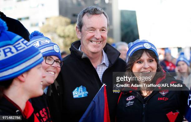 Neale Daniher chats to fans at Federation Square before the "Zurich Walk to the G" Big Freeze 4 fundraiser for MND research during the 2018 AFL round...