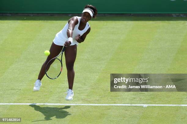 Sachia Vickery of USA during Day 3 of the Nature Valley open at Nottingham Tennis Centre on June 11, 2018 in Nottingham, England.