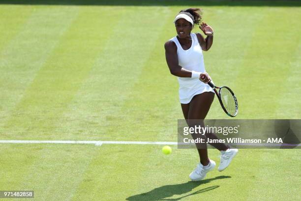 Sachia Vickery of USA during Day 3 of the Nature Valley open at Nottingham Tennis Centre on June 11, 2018 in Nottingham, England.