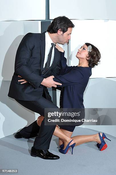 Emma de Caunes and guest pose in Awards Room during 35th Cesar Film Awards at Theatre du Chatelet on February 27, 2010 in Paris, France.