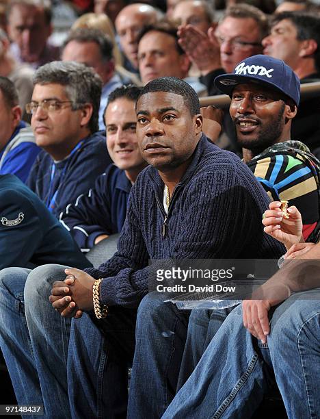Actor Tracy Morgan watches the New York Knicks basketball game against the Memphis Grizzlies on February 27, 2010 at Madison Square Garden in New...
