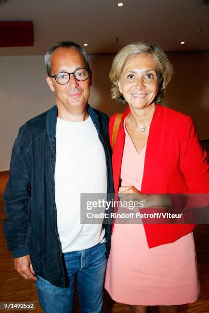 Valerie Pecresse and her husband Jerome Pecresse attend "Sans Moderation" Laurent Gerra's One Man Show at Palais des Congres on June 9, 2018 in...