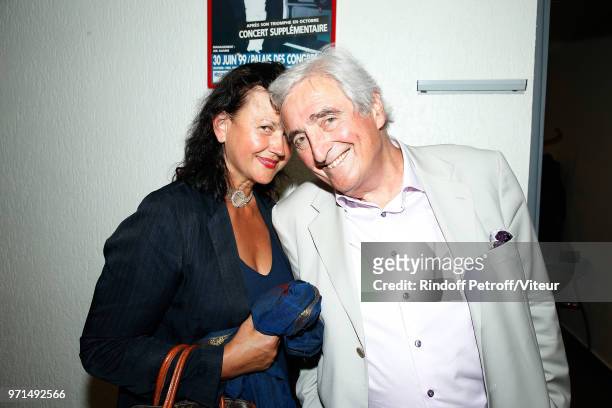 Veronique Bachet and her Husband Jean-Loup Dabadie and his wife attend "Sans Moderation" Laurent Gerra's One Man Show at Palais des Congres on June...