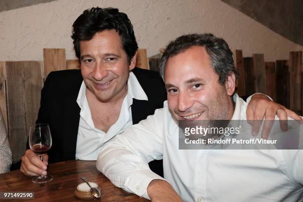 Laurent Gerra and Benjamin Patou attend Dinner after show "Sans Moderation" Laurent Gerra's One Man Show at Restaurant Rural by Marc Veyrat at Palais...