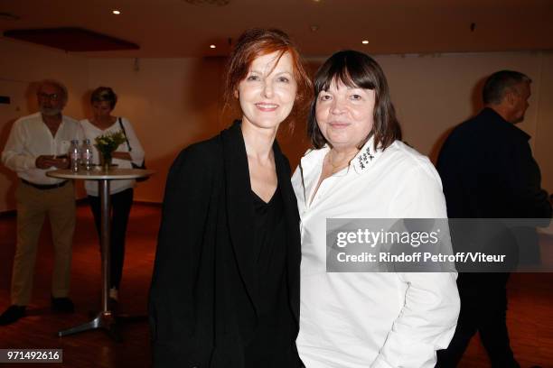 Sophie-Charlotte Husson and Myriam Boyer attend "Sans Moderation" Laurent Gerra's One Man Show at Palais des Congres on June 9, 2018 in Paris, France.