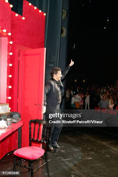 Laurent Gerra performs during "Sans Moderation" Laurent Gerra's One Man Show at Palais des Congres on June 10, 2018 in Paris, France.