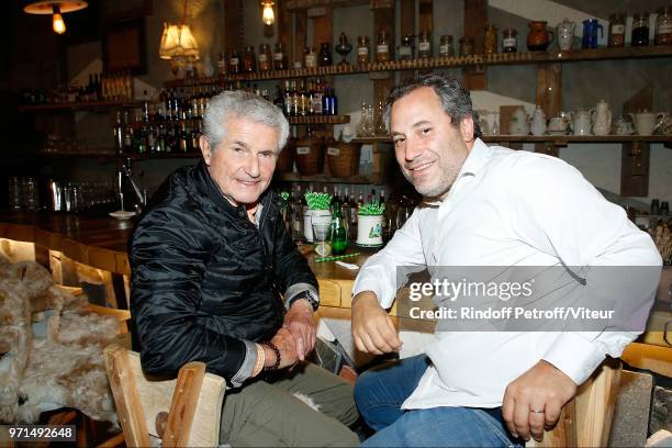 Claude Lelouch and Benjamin Patou attend Dinner after show "Sans Moderation" Laurent Gerra's One Man Show at Restaurant Rural by Marc Veyrat at...