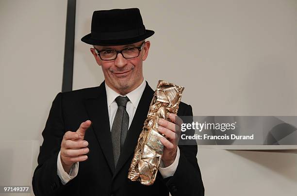 Director Jacques Audiard with his Best Movie Cesar Award during 35th Cesar Film Awards at Theatre du Chatelet on February 27, 2010 in Paris, France.