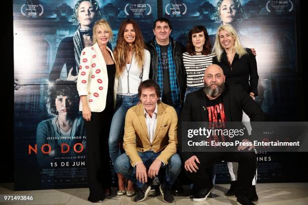 Actresses Maria Zabay, Belen Rueda, director Gustavo Hernandez and actress Natalia de Molina attend 'No Dormiras' photocall at Renoir cinema on June...