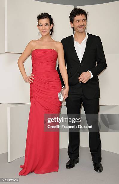 Melanie Doutey and Pascal Elbe pose in the Awards Room during 35th Cesar Film Awards at Theatre du Chatelet on February 27, 2010 in Paris, France.