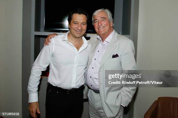 Laurent Gerra and Jean-Loup Dabadie attend "Sans Moderation" Laurent Gerra's One Man Show at Palais des Congres on June 9, 2018 in Paris, France.