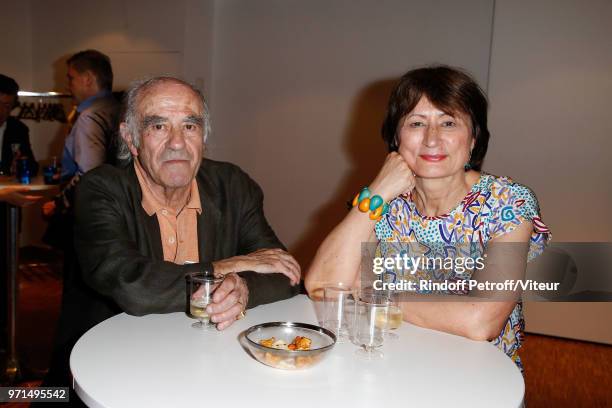 Writer Jacques Henric and Writer Catherine Millet attend "Sans Moderation" Laurent Gerra's One Man Show at Palais des Congres on June 8, 2018 in...