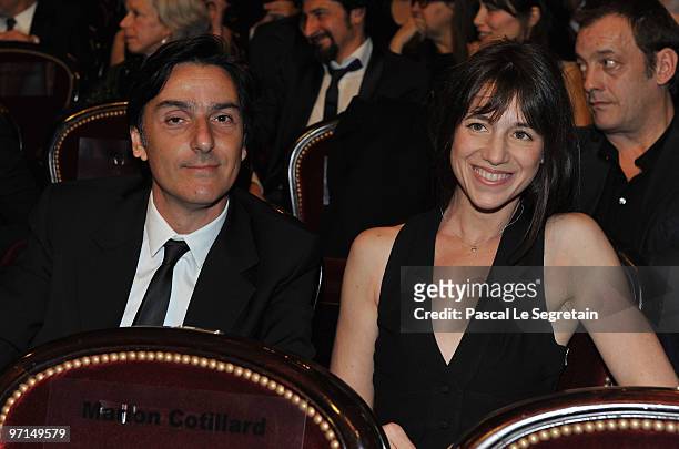Yvan Attal and Charlotte Gainsbourg attend the 35th Cesar Film Awards at the Theatre du Chatelet on February 27, 2010 in Paris, France.