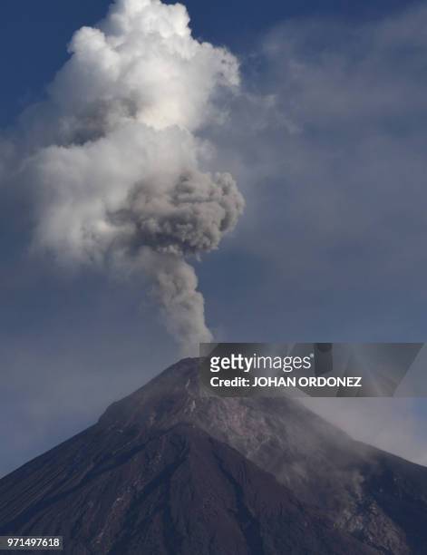 The Fuego Volcano continues to release ash and smoke more than a week after a violent eruption, as seen from the village of San Miguel Los Lotes, in...