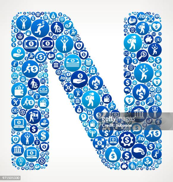 letter n money blue icon pattern background - financi��n stock illustrations
