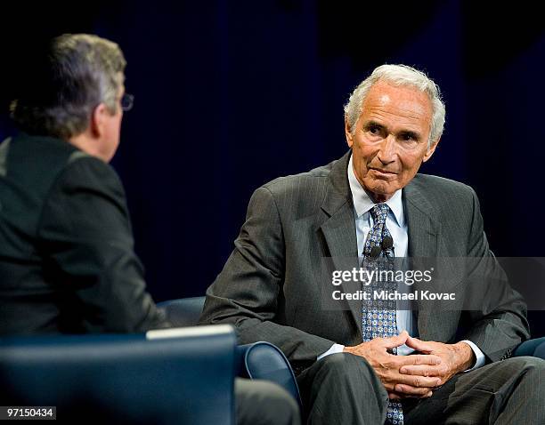 Times columnist T.J. Simers moderates a discussion with baseball pitching legend Sandy Koufax to help raise money for the Joe Torre "Safe At Home"...