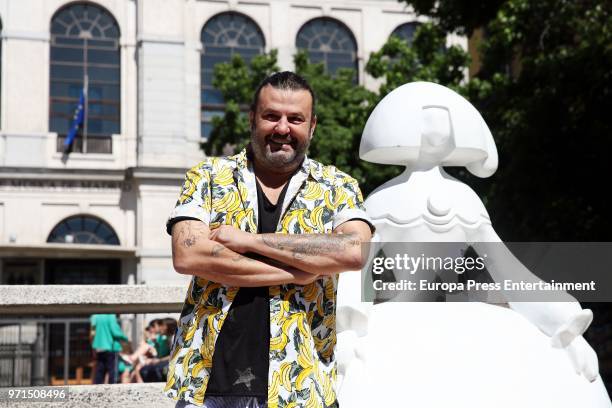 The artist Domingo Zapata restores his artwork, the menina 'La vida es sueno', in front of Queen Sofia Museum on June 11, 2018 in Madrid, Spain. This...