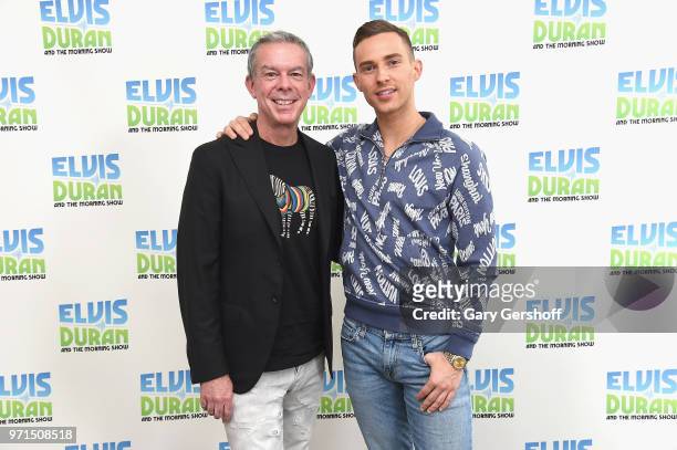 Radio personality Elvis Duran and figure skater Adam Rippon pose at ' The Elvis Duran Z100 Morning Show' at Z100 Studio on June 11, 2018 in New York...