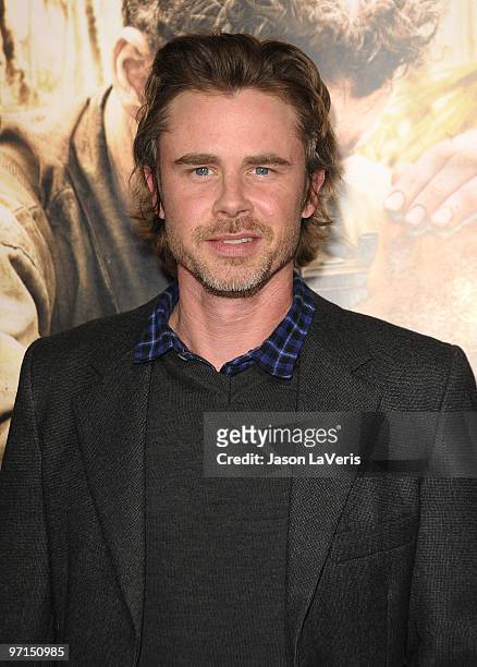 Actor Sam Trammell attends the premiere of HBO's new miniseries "The Pacific" at Grauman's Chinese Theatre on February 24, 2010 in Hollywood,...