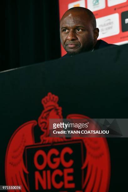 French former Arsenal and France star Patrick Vieira, world and European champion with Les Bleus, attends a press conference after being officialy...