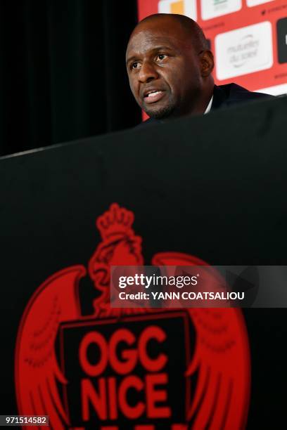 French former Arsenal and France star Patrick Vieira, world and European champion with Les Bleus, attends a press conference after being officialy...