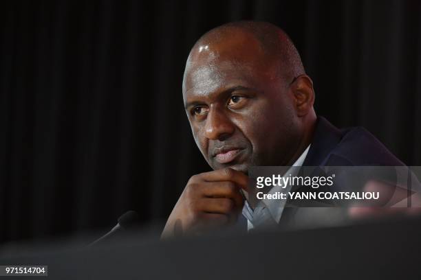 French former Arsenal and France star Patrick Vieira, world and European champion with Les Bleus, attends a press conference after being officialy...
