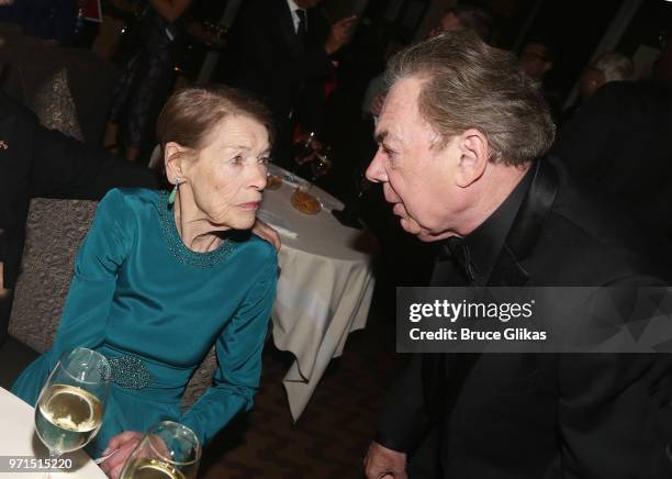 Glenda Jackson and Lord Andrew Lloyd Webber pose at the 2018 O&M Private Tony After Party at The Carlysle Hotel on June 10, 2018 in New York City.