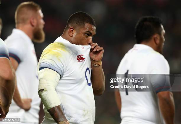 Kyle Sinckler of England looks on during the first test match between South Africa and England at Elllis Park on June 9, 2018 in Johannesburg, South...