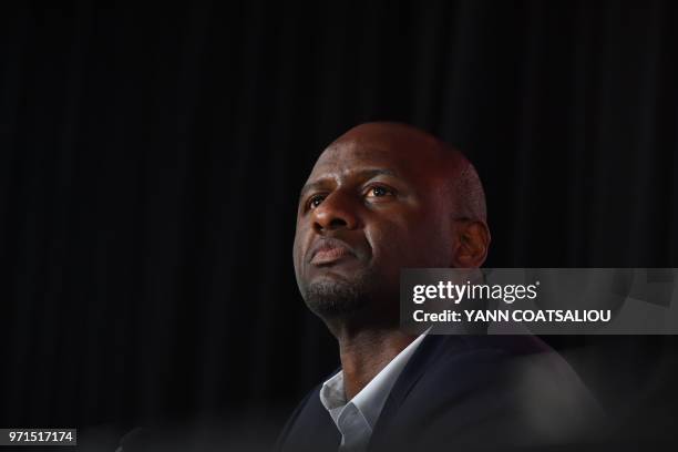 French former Arsenal and France star Patrick Vieira, world and European champion with Les Bleus, attends a press conference after being officialy...