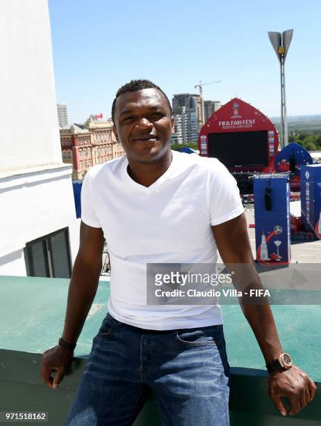 Marcel Desailly attends the 2018 FIFA World Cup Russia Rostov Fan Festival Site Inspection at on June 11, 2018 in Rostov-on-Don, Russia.