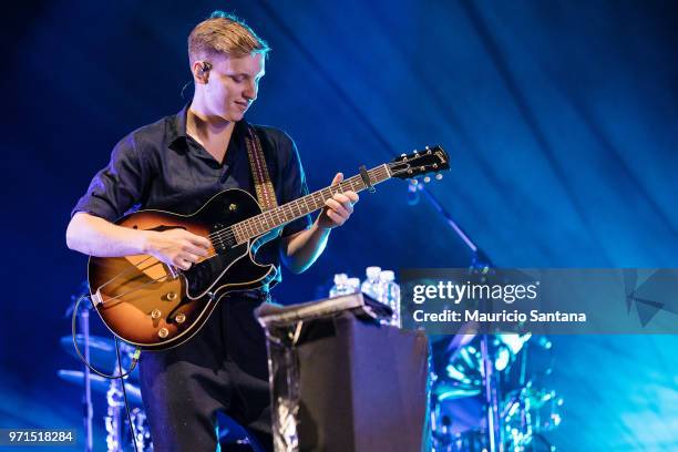 Jun 10: George Ezra performs live on stage at Latin America Memorial on June 10, 2018 in Sao Paulo, Brazil.