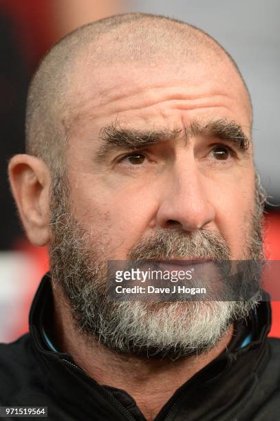 Eric Cantona during Soccer Aid for Unicef 2018 at Old Trafford on June 10, 2018 in Manchester, England at Old Trafford on June 10, 2018 in...