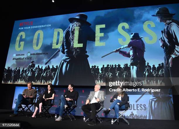 Actor Bill Pullman, actress Michelle Dockery, creator/writer Scott Frank, executive producer Casey Silver and actress Merritt Wever attend...