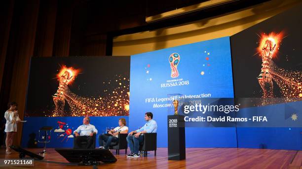 Legends Andreas Brehme, Valeri Karpin and Iker Casillas attends the FIFA Legends Fan Interaction as part of the 68th FIFA Congress on June 11, 2018...